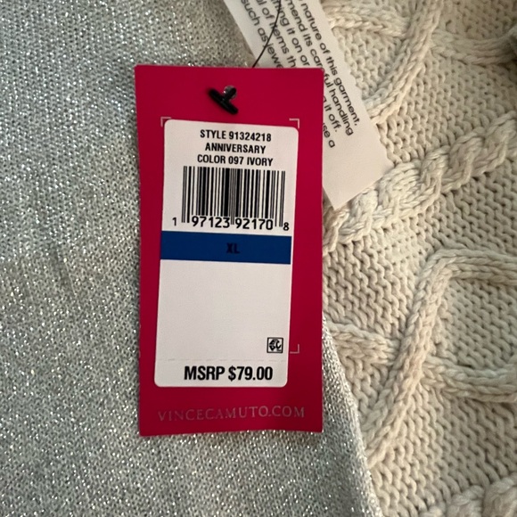 New! Vince Camuto Semi Sheer Sparkling Metallic long sleeve blouse Size XL - Picture 11 of 14